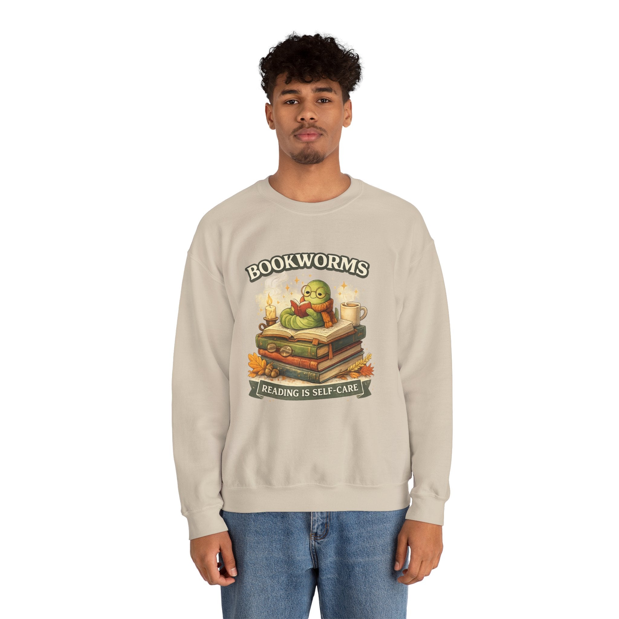 Bookworms Crewneck Sweatshirt — "Reading Is Self-Care" Cozy Graphic Sweatshirt