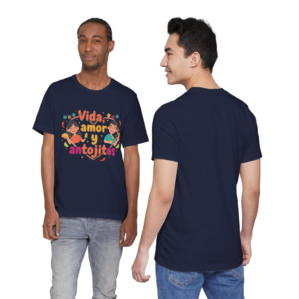 Vida, Amor y Antojitos T-Shirt — Spanish Food & Love Graphic Tee