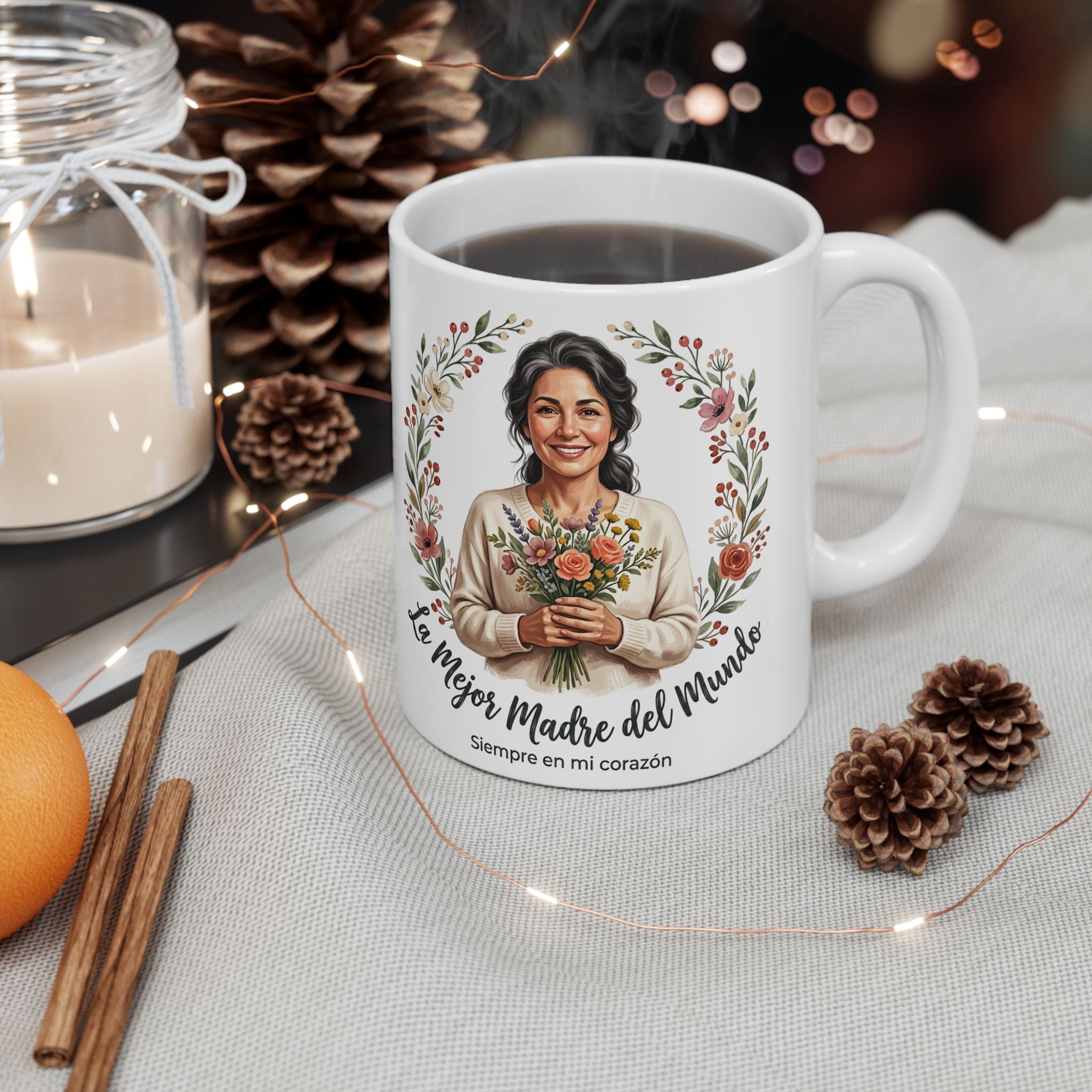 Ceramic Mug — “La Mejor Madre del Mundo” Floral Mother’s Day Coffee Mug (11oz, 15oz)