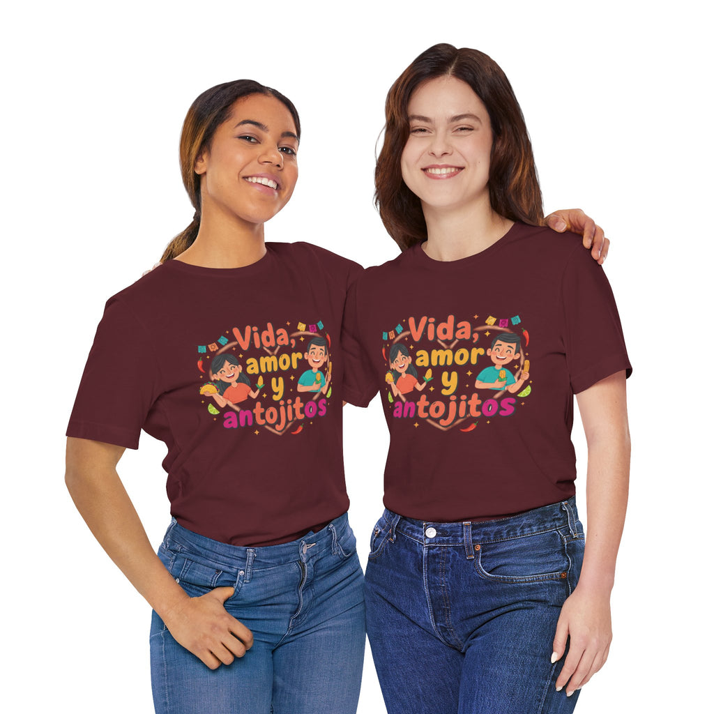 Vida, Amor y Antojitos T-Shirt — Spanish Food & Love Graphic Tee