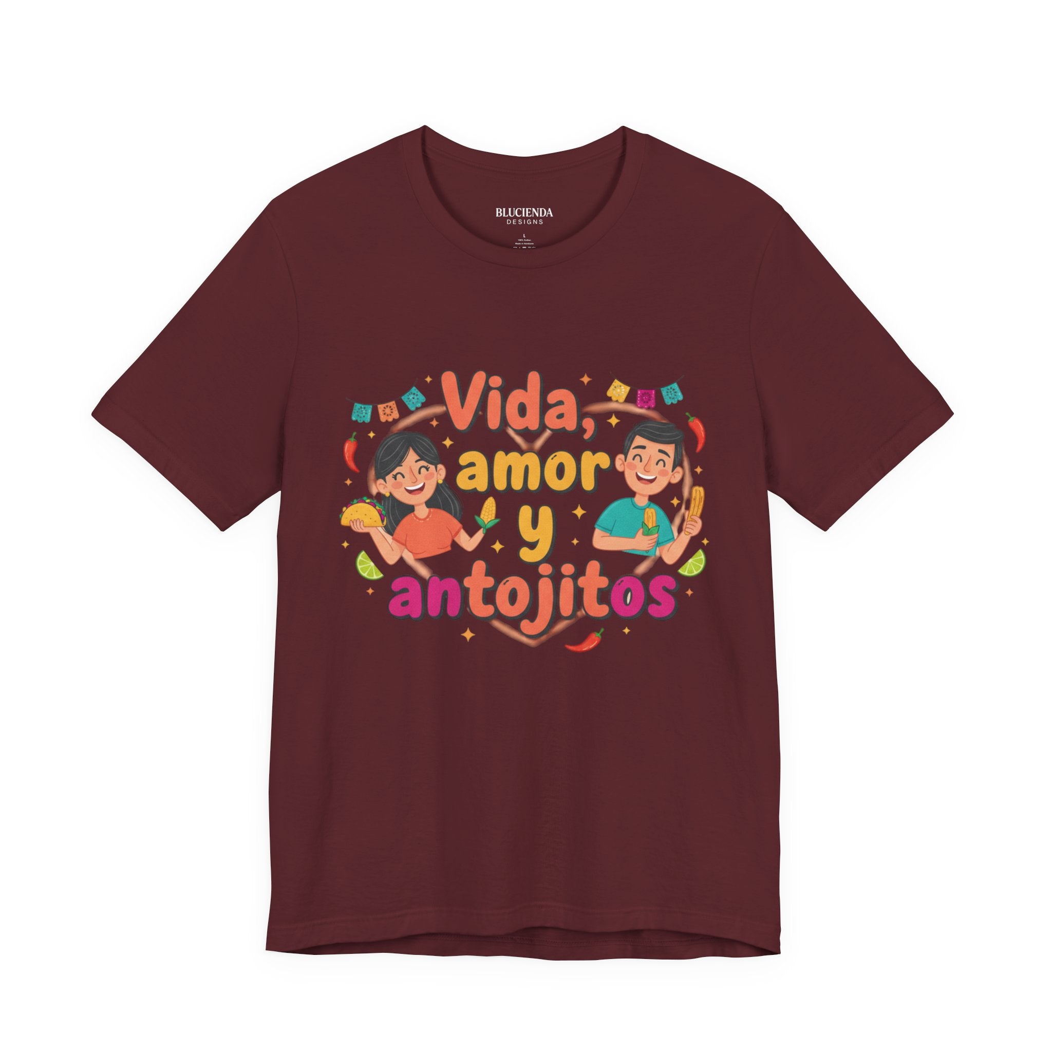 Vida, Amor y Antojitos T-Shirt — Spanish Food & Love Graphic Tee
