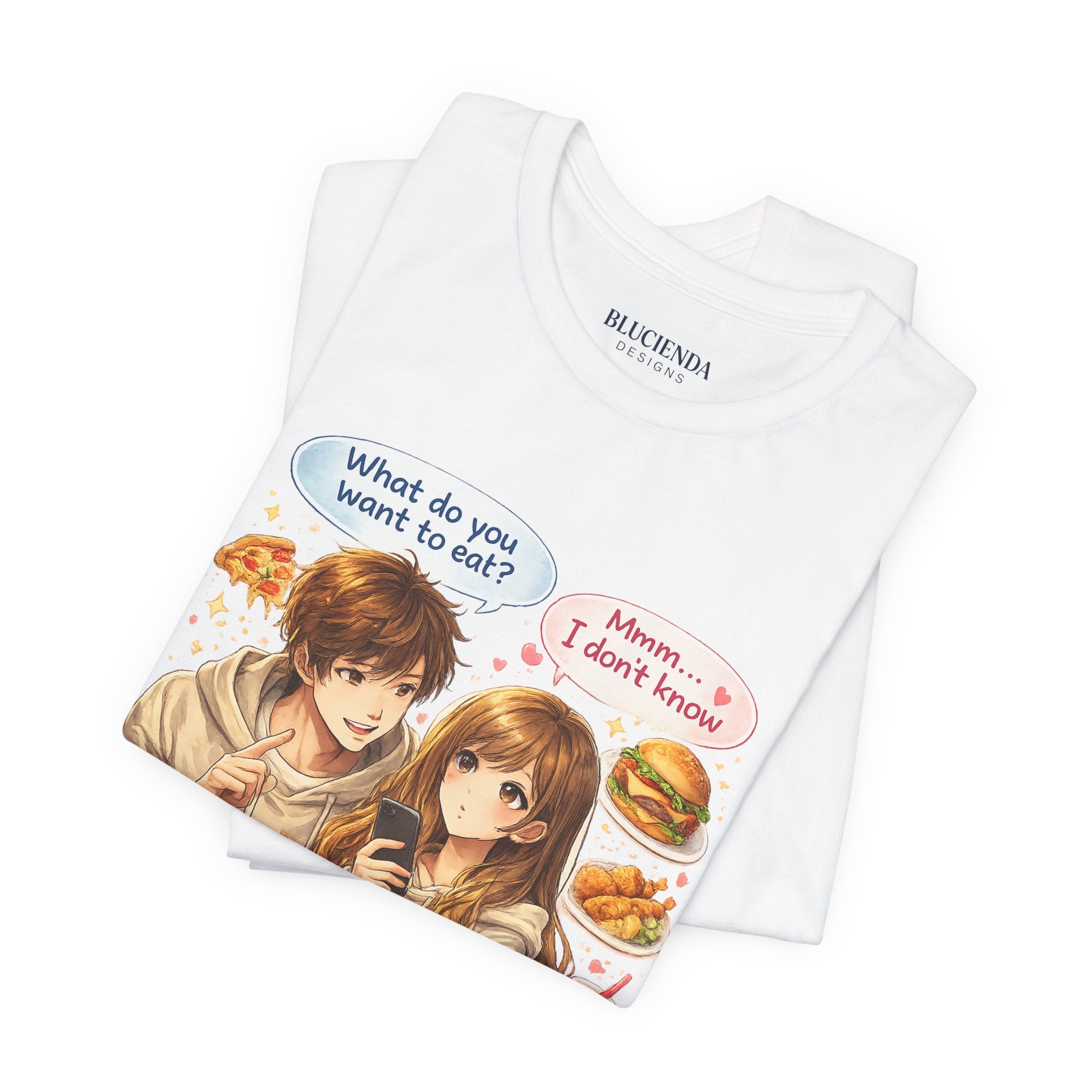 Anime Couple Foodie T‑Shirt – "What do you want to eat?" Graphic Tee