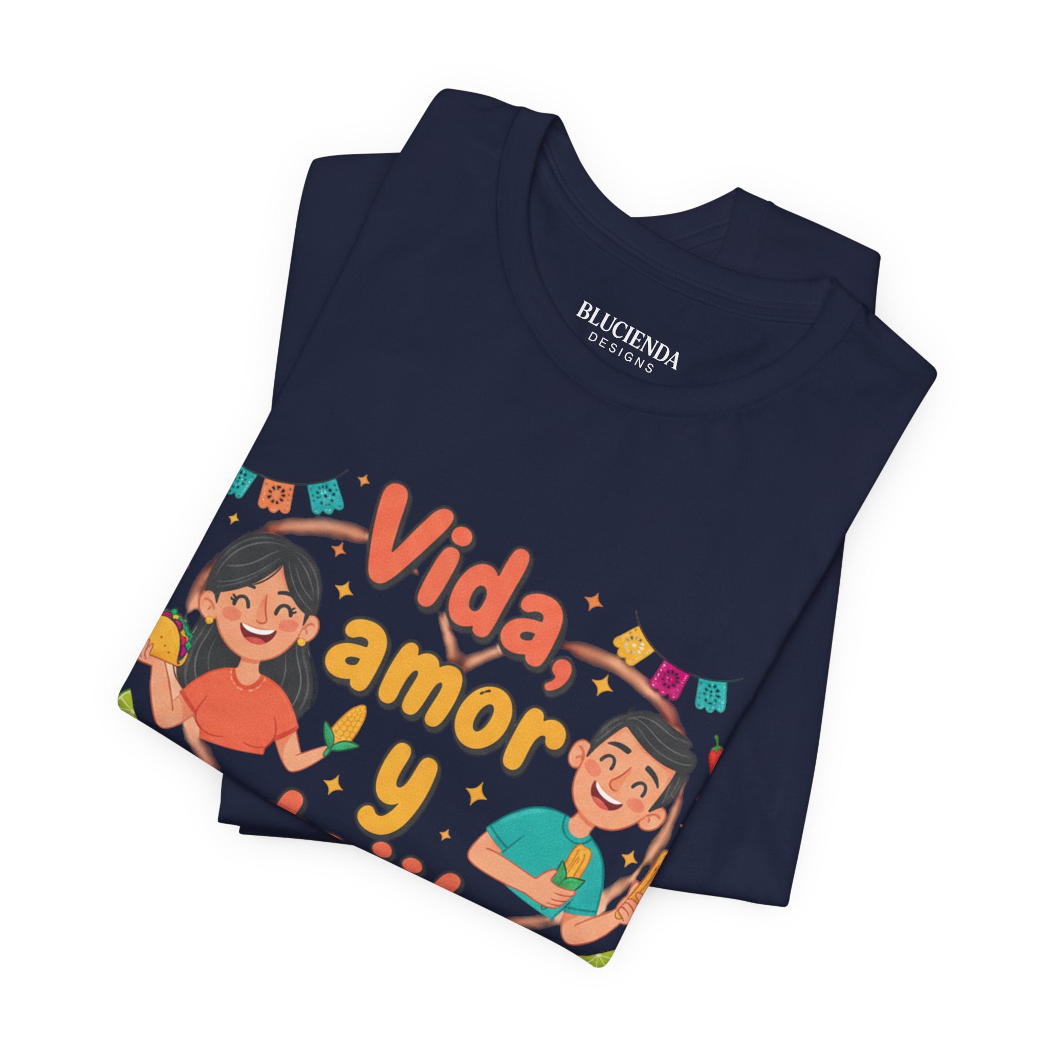 Vida, Amor y Antojitos T-Shirt — Spanish Food & Love Graphic Tee