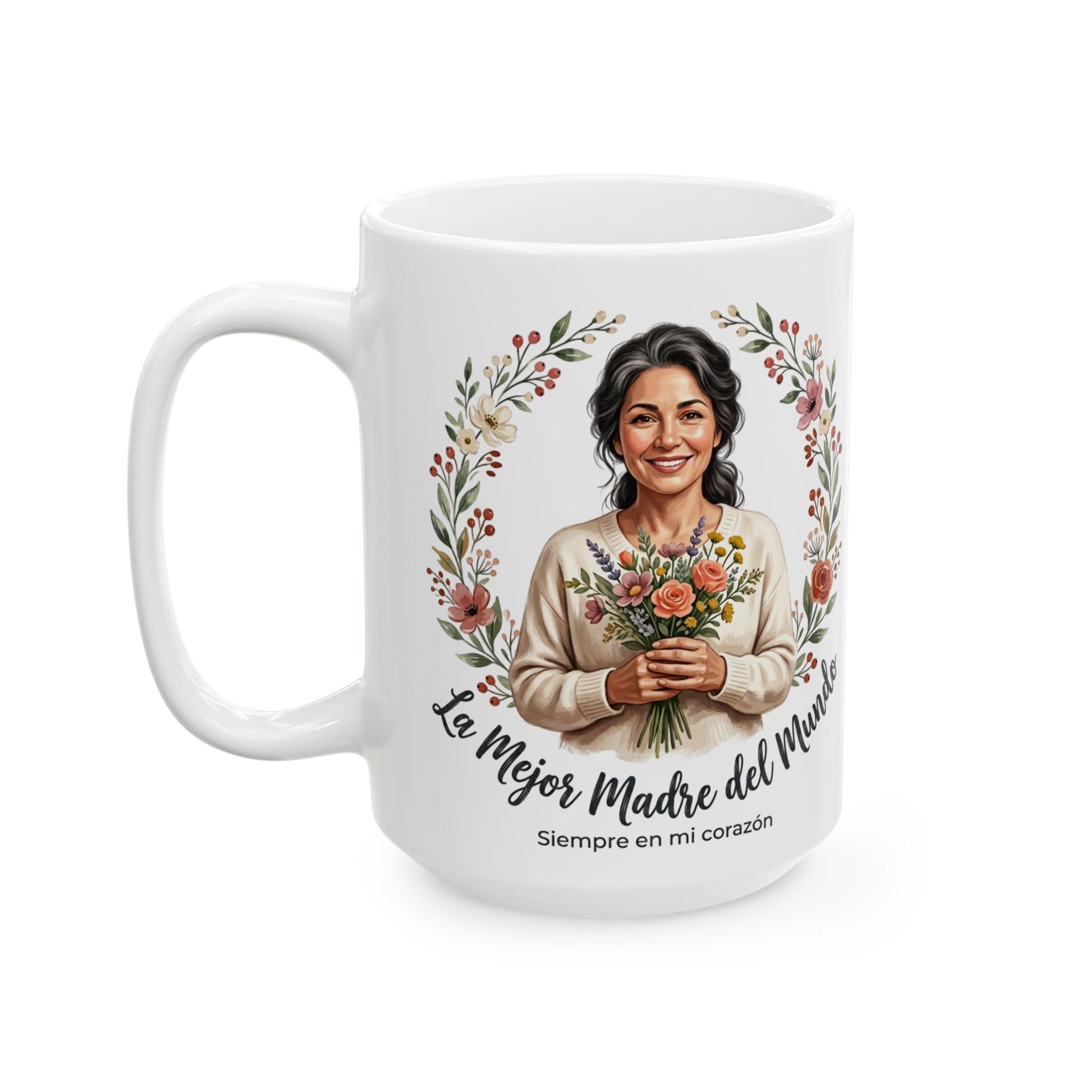 Ceramic Mug — “La Mejor Madre del Mundo” Floral Mother’s Day Coffee Mug (11oz, 15oz)