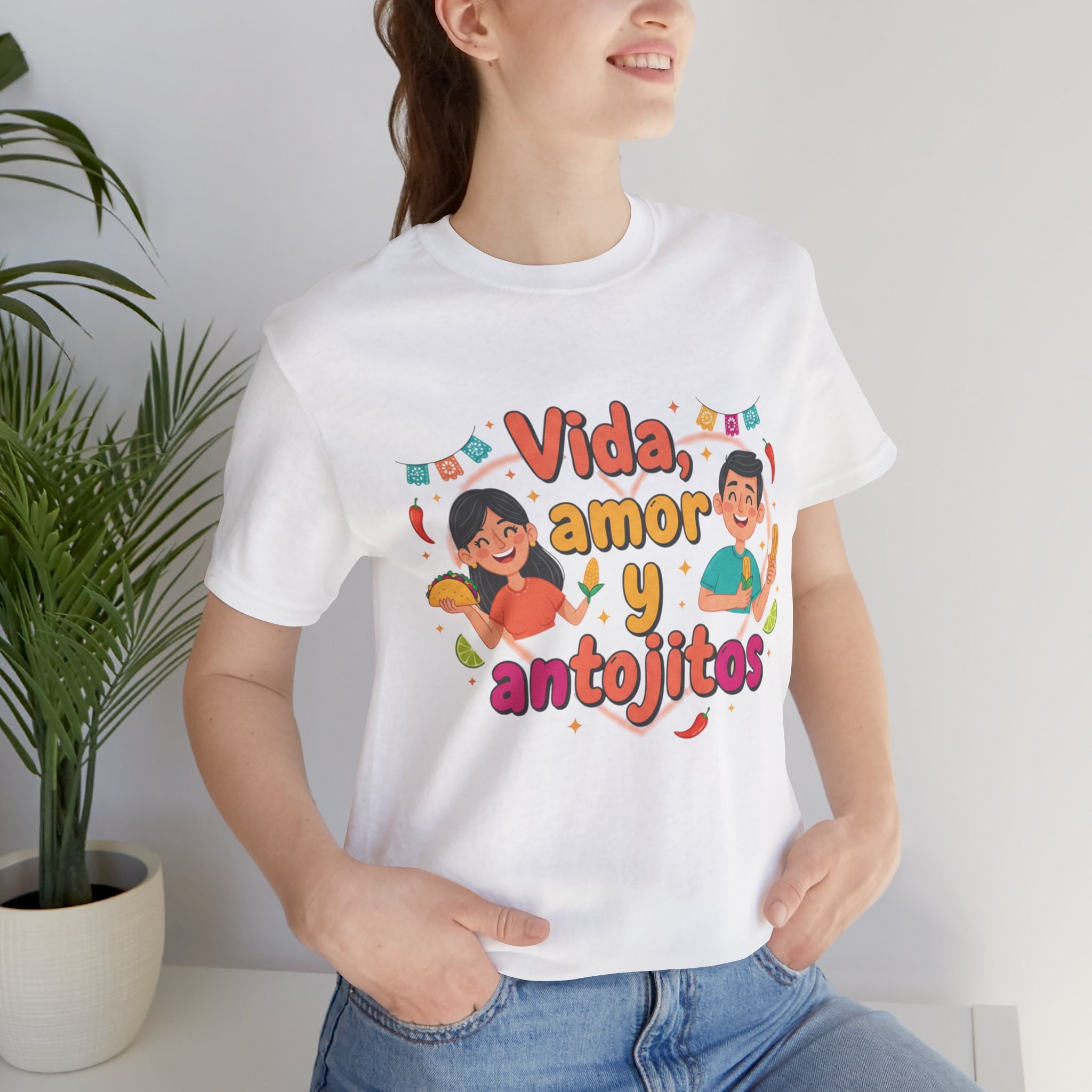 Vida, Amor y Antojitos T-Shirt — Spanish Food & Love Graphic Tee
