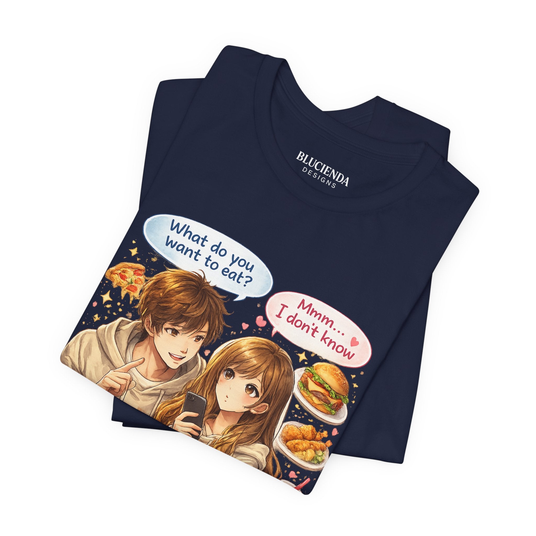 Anime Couple Foodie T‑Shirt – "What do you want to eat?" Graphic Tee