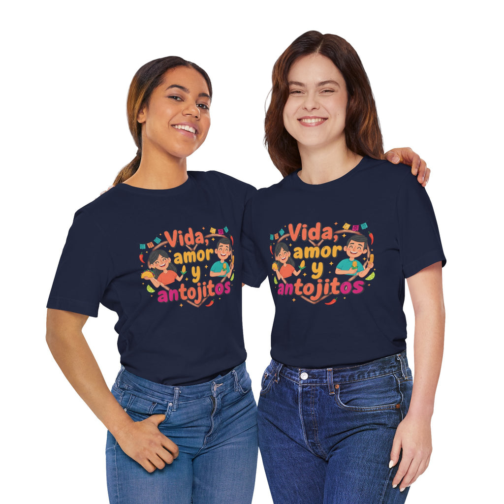 Vida, Amor y Antojitos T-Shirt — Spanish Food & Love Graphic Tee